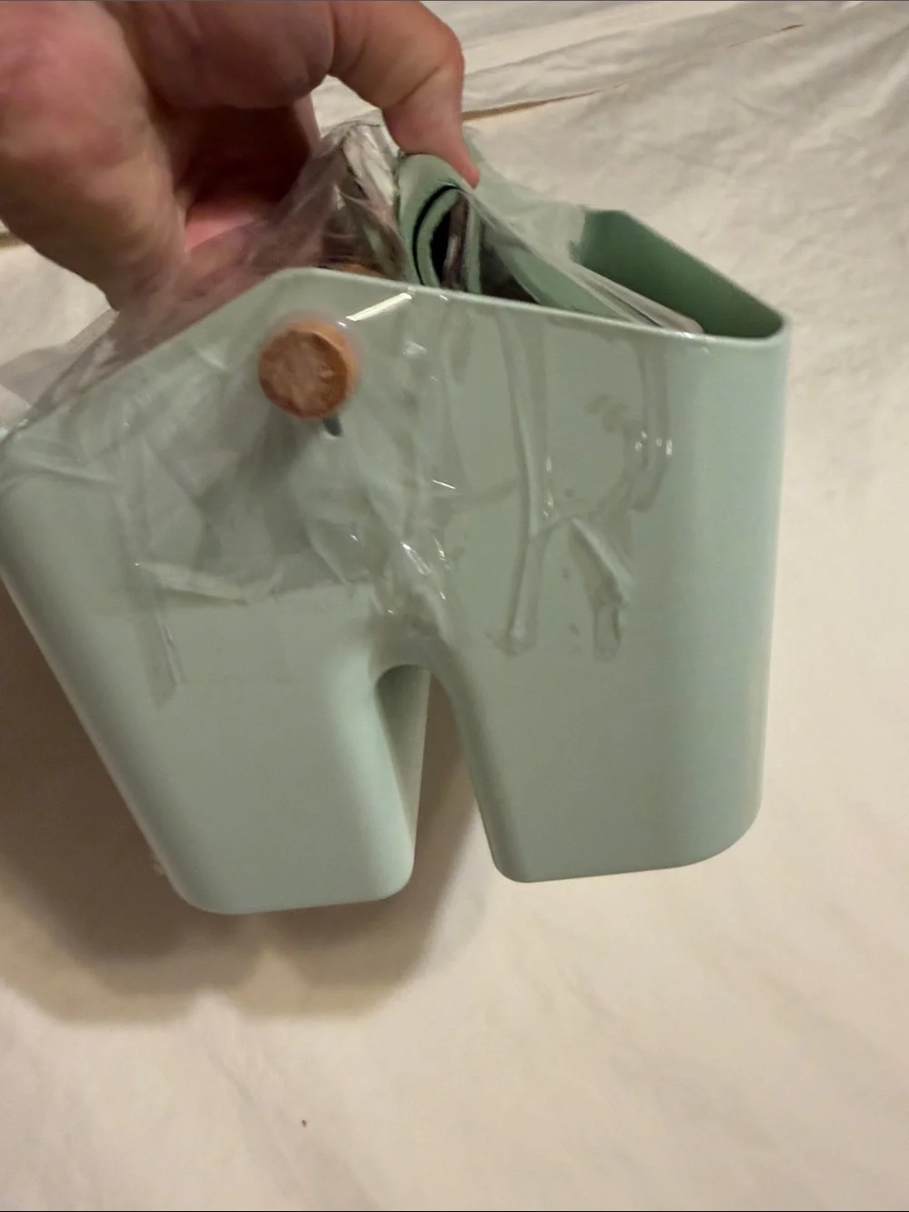 Mint Green Bath Organizer Caddy - Compact Toiletry Storage
